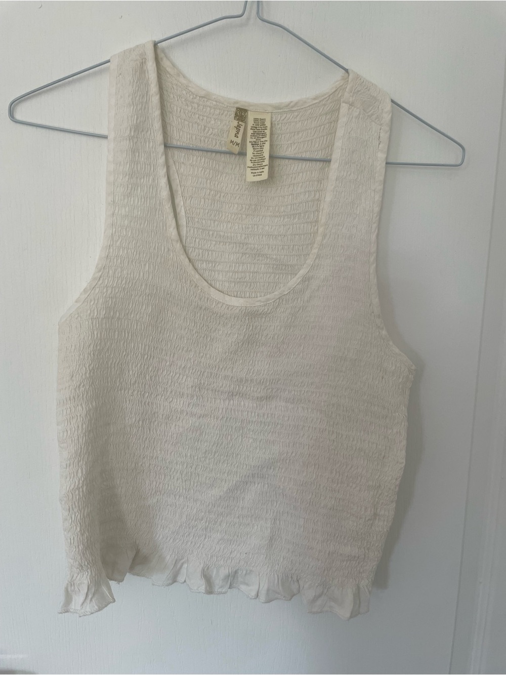 Women's White Textured Tank Top